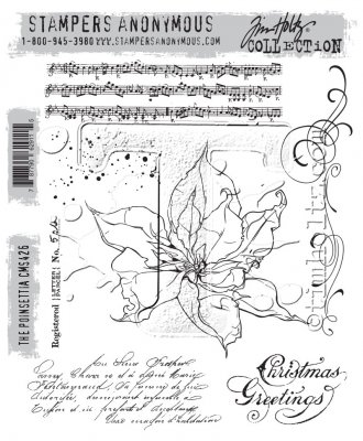 FÖRBESTÄLLNING - The poinsettia cms426 Christmas flower rubber stamp set - Stämpelset med julros från Tim Holtz / Stamper's Anon