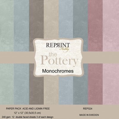 THE POTTERY MONOCHROMES paper pack - Enfärgade papper från Reprint 30x30 cm