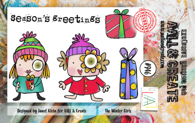 #946 THE WINTER GIRLS clear stamp set - Stämpelset med söta figurer från Janet Klein AALL & Create A7