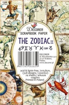 The Zodiac II paper pack - Små mönsterpapper med horoskop från Decorer 7x10,8 cm