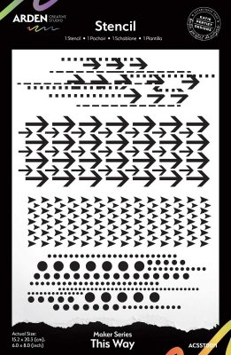 THIS WAY pattern stencil - Schablon från Katie Pertiet Arden Creative Studio Maker 15x20 cm