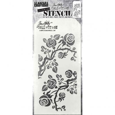 Thorned roses stencil - Schablon med rosor från Tim Holtz Stamper's Anonymous