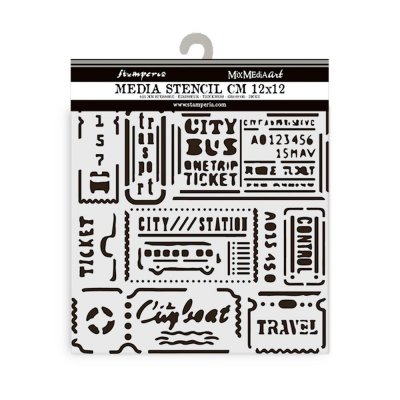 TICKETS stencil - Schablon med biljetter från Stamperia 12x12 cm