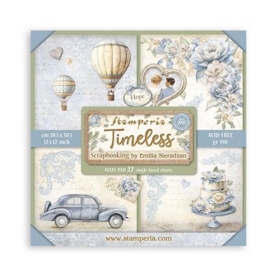 TIMELESS PAPER PACK SINGLE FACE 12X12 - Mönsterpapper med kärlekstema från Stamperia 30x30 cm
