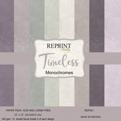 TIMELESS MONOCHROMES paper pack - Enfärgade papper från Reprint 30x30 cm