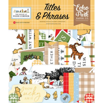 TITLES AND PHRASES die cuts - Dekorationer med Nalle Puh från Echo Park