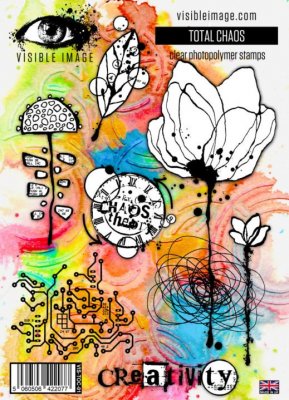 TOTAL CHAOS clear stamp set - Stämpelset med blomma och textur från Visible image A6