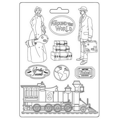 TRAIN Around the World Soft Mould from Stamperia A5