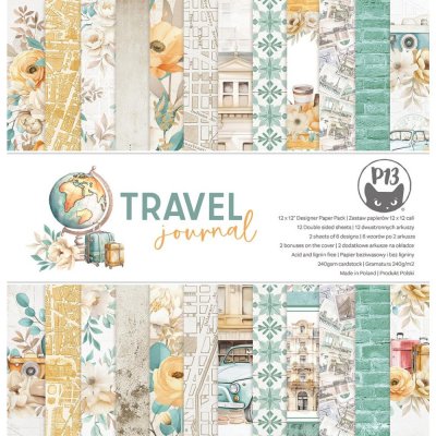 TRAVEL JOURNAL pattern paper pad - Mönsterpapper med resetema från P13 30x30 cm