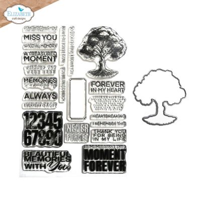 TREE OF LIFE English text clear stamp and die set from Elizabeth Craft Designs A5
