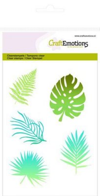 Tropical leaves silhouette clear stamp set - Stämpelset med tropiska löv från Craft Emotions A6