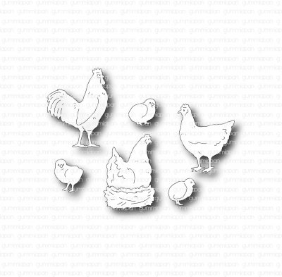 Rooster, hen and chicken die set from Gummiapan 24x32 mm, 22x28 mm, 11x11 mm