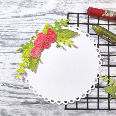 2-DELAD BLOMSTERBÅGE 2 part flower arrangement die set from Gummiapan ca 72x36,5 mm assembled