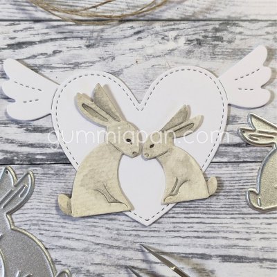 TVÅ HARAR KANINERstansmallar från Gummiapan ca 21,5 x 30 mm, 27x41 mm