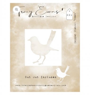 TWEET bird stencil - Schablon med fågel från Tracy Evans 10x10 cm
