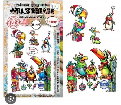 TWEET TREATS Christmas bird clear stamp set - Stämpelset med julfåglar från AALL & Create A6