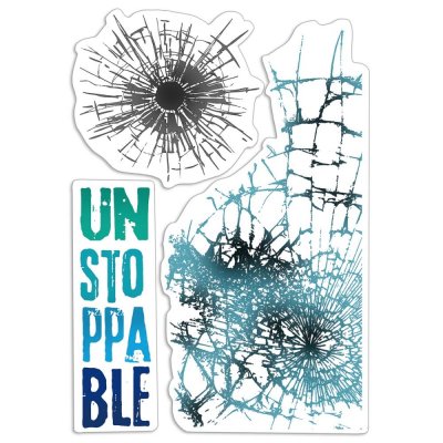 Unstoppable bad girls clear stamp set - Stämpelset med sprucket glas från Ciao Bella 10x15 cm