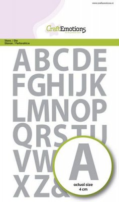 Uppercase alphabet die set basic Card - Bokstavsstansmallar från Craft Emotions 4 cm höga 12x20,5 cm