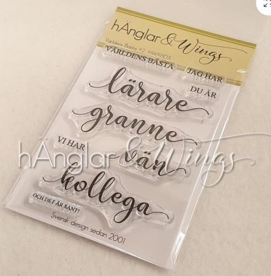 Världens Bästa #2 Swedish texts clear stamp set - Stämpelset med svenska texter från Hänglar & Wings A7