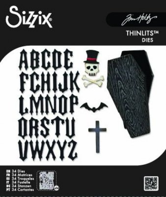 VAULT COFFIN BOX Gothic alphabet Halloween die set - Stansmallar med alfabet och kista från Tim Holtz Sizzix