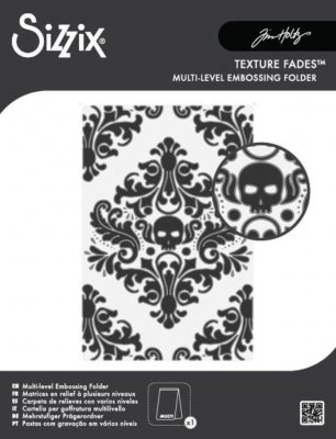 VAULT SKULL EMBOSSING FOLDER A6 multi-level texture fade - Embossingfolder med döskalle från Tim Holtz Sizzix