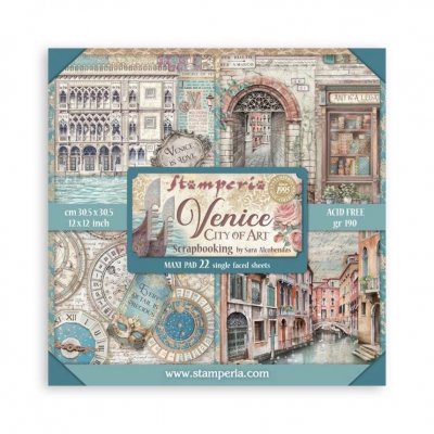 VENICE CITY OF ART maxi paper pad 8x8 - Mönsterpapper med Venedigtema från Stamperia 20x20 cm