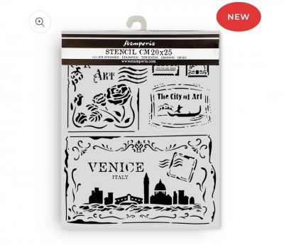 CITY OF ART Venice stencil 20x25 cm - Schablon med Venedigtema från Stamperia