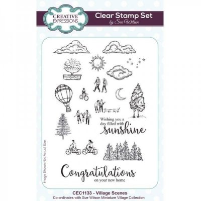VILLAGE SCENES clear stamp set - Stämplar för att skapa scener från Creative Expressions A6