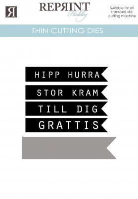 Swedish BANNER WORD DIE set - Vimpelordstansmallar från Reprint