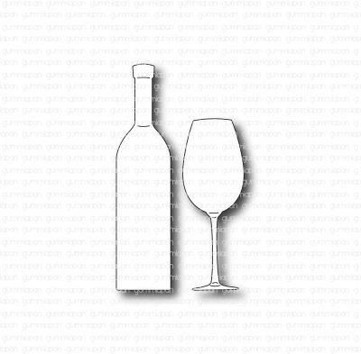 Vinflaska med glas - Stansmallar från Gummiapan 13 x 57 mm och 15 x 43 mm
