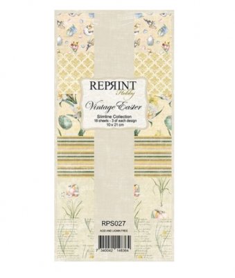 VINTAGE EASTER slimline paper pack - Avlånga påskpapper från Reprint 10x21 cm