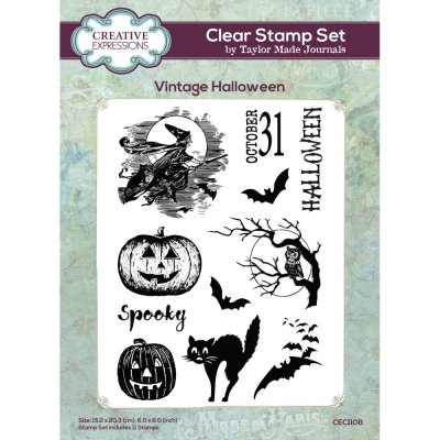 VINTAGE HALLOWEEN clear stamp set - Stämpelset från Taylor Made journals från Creative Expressions A5