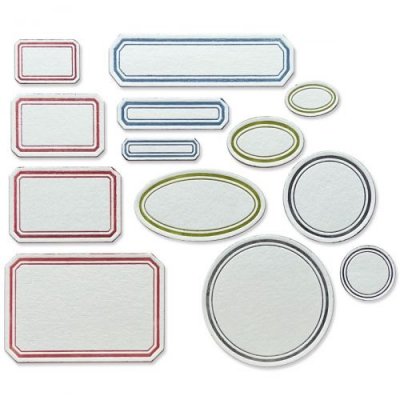 Vintage labels die set - Infärgningsbara stansmallar med etiketter från Tim Holtz Sizzix