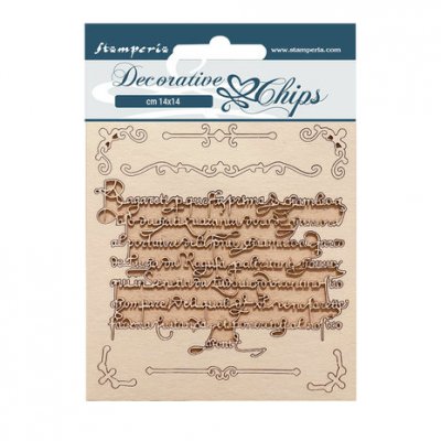 Vintage Library Decorative Chips Letters - Dekoration med vacker text från Stamperia 14x14 cm