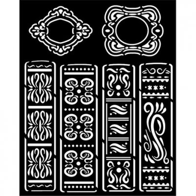 Vintage Library Thick Stencil 20x25cm BOOKS - Schablon med bokryggar från Stamperia 20x25 cm