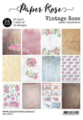 Vintage rose paper collection - 24 patterned papers from Paper Rose A5