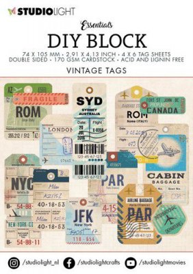 VINTAGE TAGS DIY Block mini Essentials nr.03 from Studio Light A7