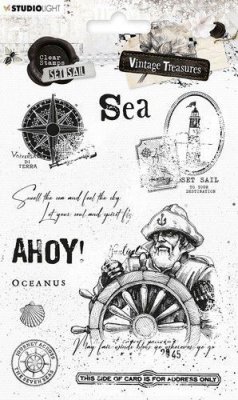 SET SAIL sailor Vintage Treasures nr.250 clear stamp set - Stämpelset med havstema från Studio Light 10x14 cm