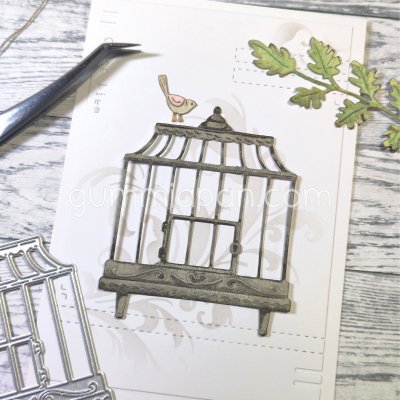 AN AVIARY bird house cage die from Gummiapan ca 67x79 mm