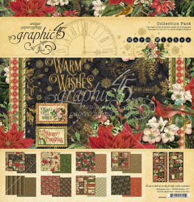 Warm Wishes 12x12 Inch Collection Pack Christmas paper - Mönsterpapper med jultema från Graphic 45 30x30 cm