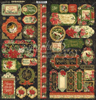 Warm Wishes Stickers Christmas 2022 - Klistermärken med jultema från Graphic 45 15x30 cm