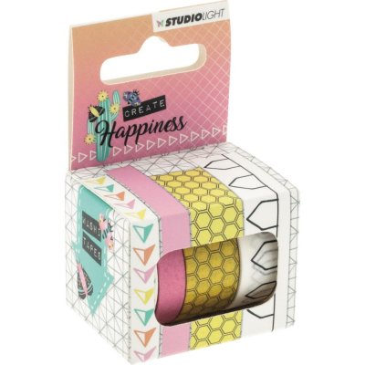 Washi tape set 2 - 4 rullar med mönstrad washitejp från Studio Light - Create Happiness