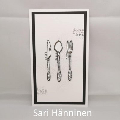 #331 Made with love food clear stamp set - Stämpelset med bestick från Aall & Create A5 Tracy Evans