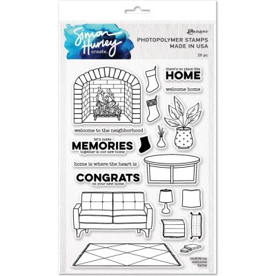 Welcome home clear stamp set - Stämpelset med hemtema från Simon Hurley 15x22 cm
