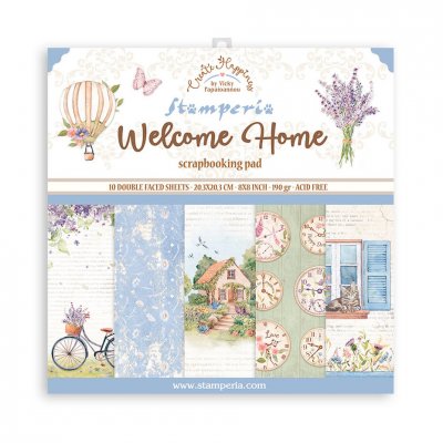 Welcome Home 8x8 Inch Paper Pack Crate Happiness - Mönsterpapper från Vicky Papaioannou Stamperia 20x20 cm