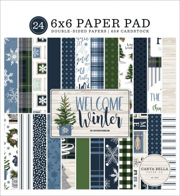 Welcome Winter 6x6 Inch Paper Pad - Mönsterpapper med vinter- och jultema från Carta Bella 15x15 cm