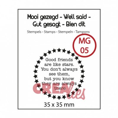 Well said stamp no 5 stars - Engelsk textstämpel från CreaLies, om vänskap