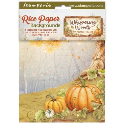 Whispering Woods A6 Rice Paper Backgrounds (8pcs) - Rispapper från Stamperia