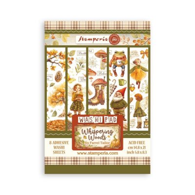 Whispering Woods A5 Washi Pad (8pcs) - Dekorativ papperstejp med hösttema från Stamperia