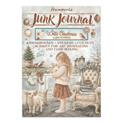 WHITE CHRISTMAS junk journal stickers, backgrounds, cut-outs - Dekorationer med jultema från Stamperia A4